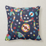 Colorful Board Game Pattern Throw Pillow