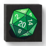 Two Pips - Green D20 Wall Art Wooden Box Sign